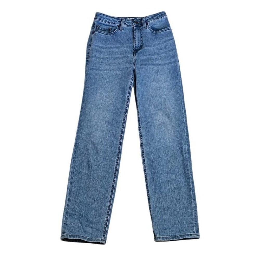 Amazon Essentials High Rise Straight Leg Jeans Women Size 2 Blue Medium Wash
